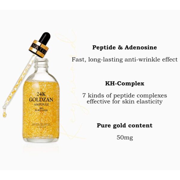 24K Goldzan Facial Serum Ampoule Pure Gold 99.9% Maison De Nature 100 ml Made in Korea. - Image 3