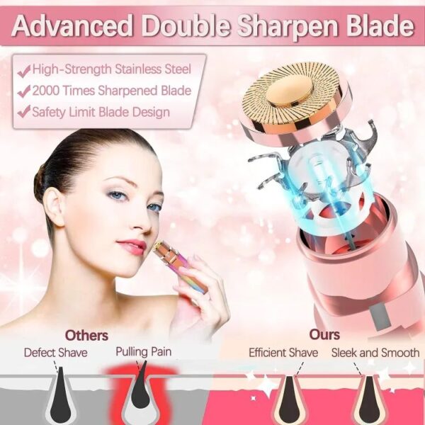 2in1 Electric Eyebrow Trimmer and Shaver Rechargeable Hair Remover for All Parts Use in Pen Flawless Hair Remover Rechargeable Painless Precision Eyebrow Trimmer and Eyebrow Razor Tool with LED Light for Face Lips Nose Chin Arm - Image 2