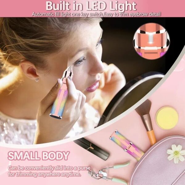 2in1 Electric Eyebrow Trimmer and Shaver Rechargeable Hair Remover for All Parts Use in Pen Flawless Hair Remover Rechargeable Painless Precision Eyebrow Trimmer and Eyebrow Razor Tool with LED Light for Face Lips Nose Chin Arm - Image 4