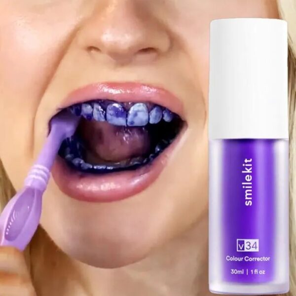 30ml V34 Purple Whitening Toothpaste Remove Stains Reduce Yellowing Care For Teeth Gums Fresh Breath Brightening Teeth - Image 3