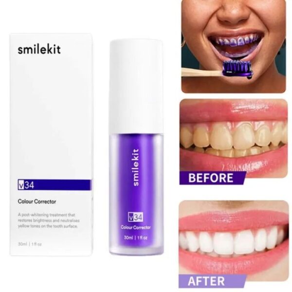 30ml V34 Purple Whitening Toothpaste Remove Stains Reduce Yellowing Care For Teeth Gums Fresh Breath Brightening Teeth - Image 5