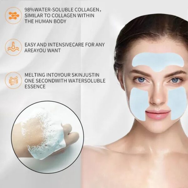 Collagen Dissolving Mask Film For Korean Glass Skin Paper Soluble Facial Mask Face Skin Cheek Sticker Forehead Patch Smile Lines Patches Anti-aging Wrinkles Remover - Image 2