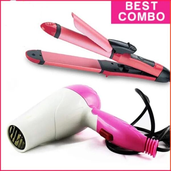 Combo Of Hair Dryer Plus 2 In 1 Hair Straightener & Curler - Image 3