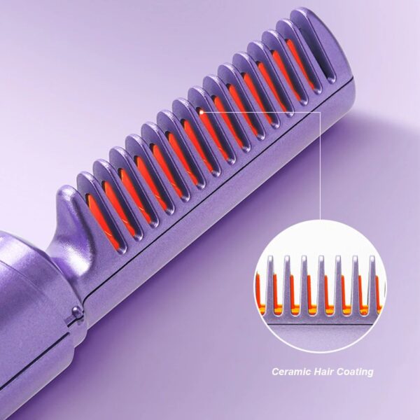 Cordless Comb Hair Straightener Brush Anti Scald 70Mins Long Battery Life USB Rechargeable Hot Comb Hair Straightener for Home Travel - Image 3