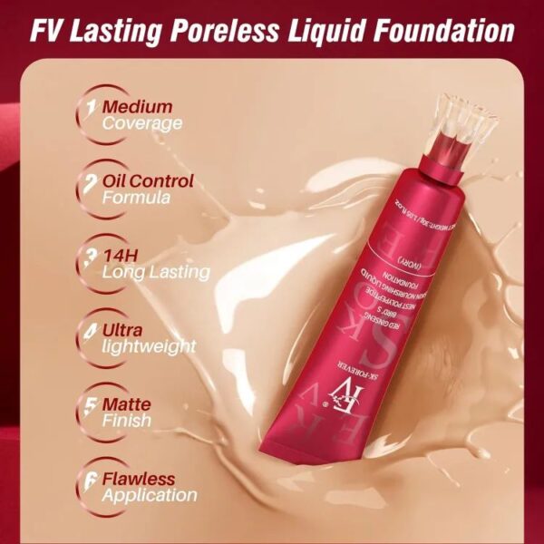 FV Liquid Foundation Oil control Waterproof Hydrating Makeup Base Cream - Image 5