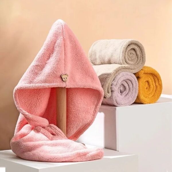 Hair Dryer Cap Towel Wrap Towel Quick Dry Cap Towel 100% Cotton Turban - Image 4