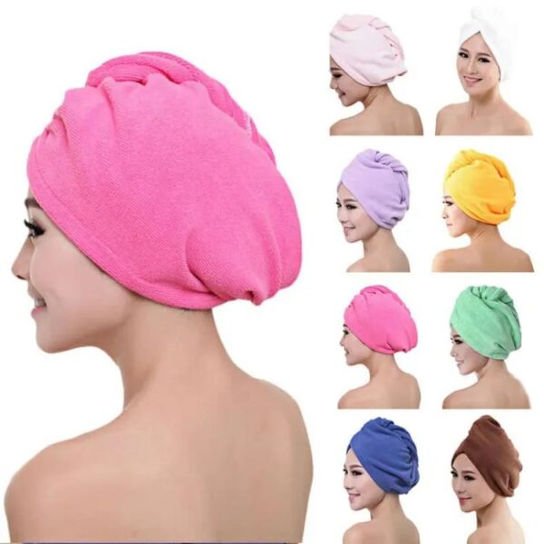 Hair Dryer Cap Towel Wrap Towel Quick Dry Cap Towel 100% Cotton Turban - Image 5