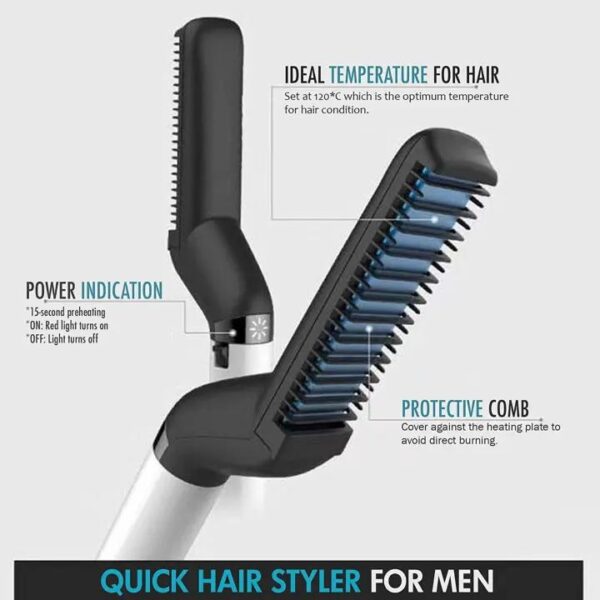 Hair Straightener For Men Multifunctional Comb Curling Electric Brush Beard Comb - Image 2