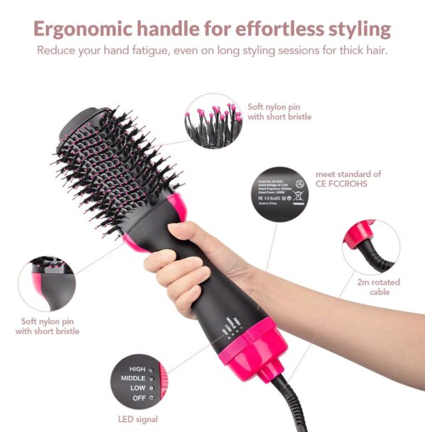 Hot Air Brush Multi-Function Hair Dryer Straightener Curler Comb One Step Professional Salon Hair Styler - Image 2