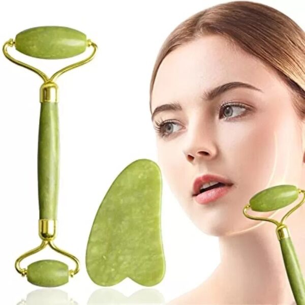 Jade roller and Gua Sha Stone Anti Aging Natural Stone Jade Roller for Face Facial Beauty Massager Skin Face Roller Beauty Tools for Skin Care - Image 3