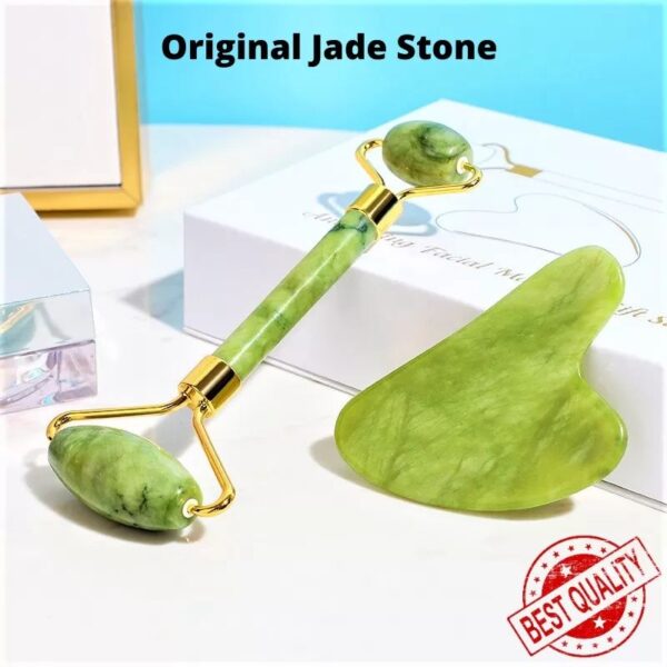 Jade roller and Gua Sha Stone Anti Aging Natural Stone Jade Roller for Face Facial Beauty Massager Skin Face Roller Beauty Tools for Skin Care - Image 5