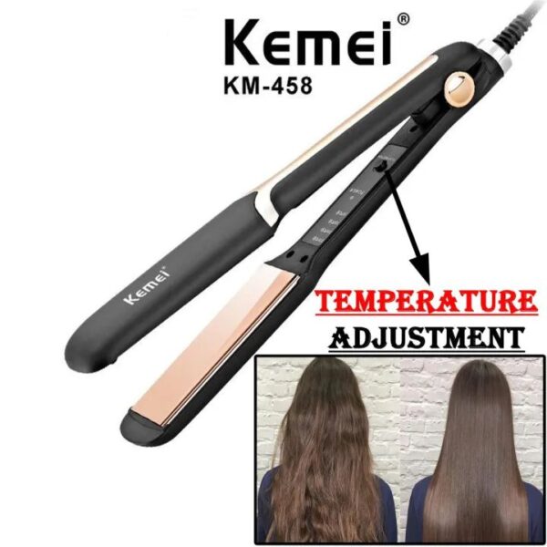 KEMEI KM-458 Professional Electric Hair Straightener Iron Styler New Electronic Hairstyling Tool Best Beauty Set Rod For Women Portable Ceramic Fast Warm Up Straightening Flat Iron