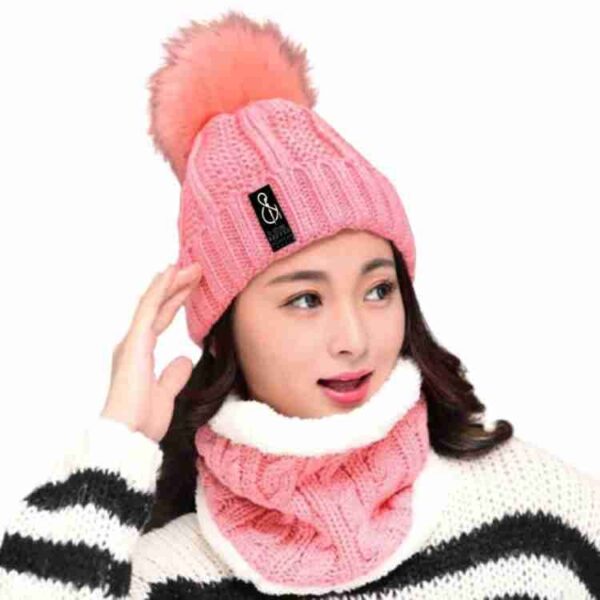 LADIES WINTER CAP 2PIECE SET IMPORTED ITEM PREMIUM QUALITY WARMER ITEM STUFF WOOLEN LYCRA FREE SIZE - Image 2