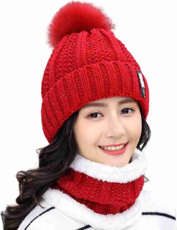 LADIES WINTER CAP 2PIECE SET IMPORTED ITEM PREMIUM QUALITY WARMER ITEM STUFF WOOLEN LYCRA FREE SIZE - Image 3