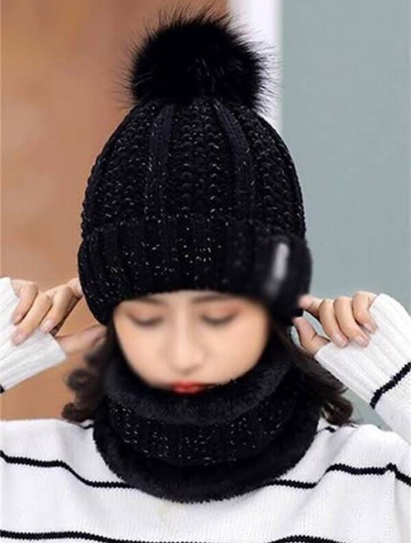 LADIES WINTER CAP 2PIECE SET IMPORTED ITEM PREMIUM QUALITY WARMER ITEM STUFF WOOLEN LYCRA FREE SIZE - Image 4