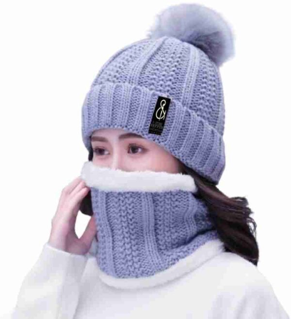 LADIES WINTER CAP 2PIECE SET IMPORTED ITEM PREMIUM QUALITY WARMER ITEM STUFF WOOLEN LYCRA FREE SIZE - Image 5