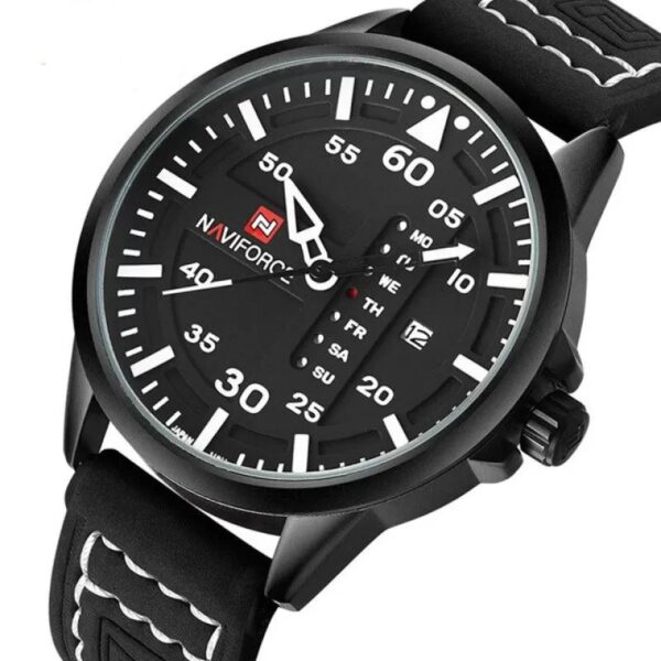 NAVIFORCE Waterproof Military Sport Quartz Men's Watches With Leather Strap White