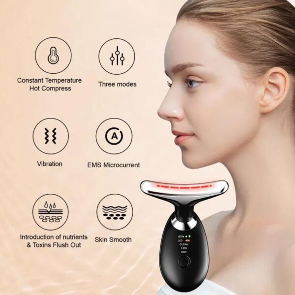 Neck Face Massager Skin Care Facial Massage Device with 3 Color Modes for Skin Rejuvenation Face Sculpting Tool for Double Chin - Image 2