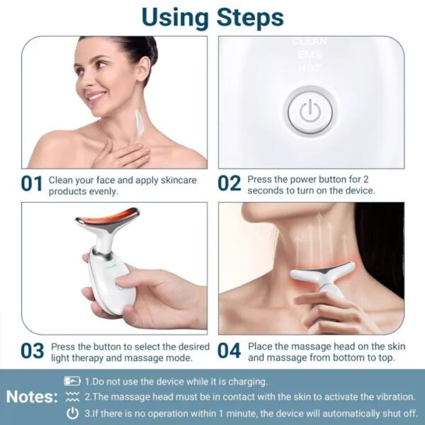 Neck Face Massager Skin Care Facial Massage Device with 3 Color Modes for Skin Rejuvenation Face Sculpting Tool for Double Chin - Image 7