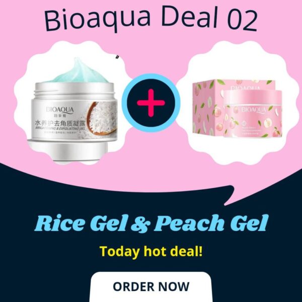 Pack of 2 Bioaqua Rice Gel And Peach Gel Extract Acid Exfoliating Face Gel Cream (140g) - Image 2