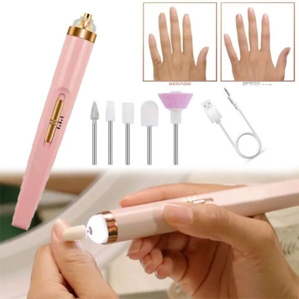 Rechargeable Flawless Salon Nail Finishing Touch Electric Nail Drill Bits File Tool Set Nail Filer Bits File Tool Set, Nail Polish Remover Machine - Image 5