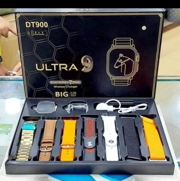 DT 900 7 in 1 Strap Ultra 9 Smart Watch - 49MM Dial - Full Touch Display - 7 Different Strap - Image 3