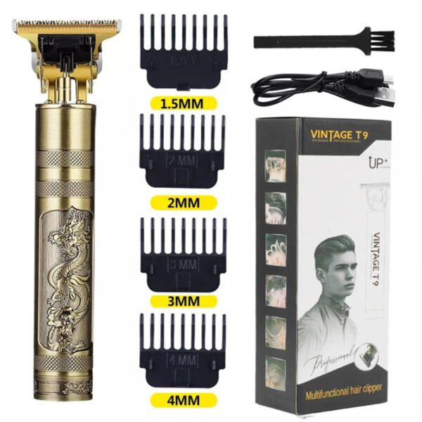 Metal Body T9 Trimmer VINTAGE T9 Dragon Style Metal Rechargeable Electric Hair Clipper Cutting Machine Professional Hair Barber Trimmer - Image 2